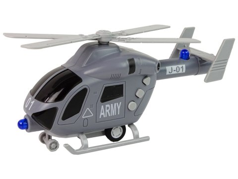 Helikopter Wojskowy Szary Dźwięk Światła Śmigła LEAN Toys