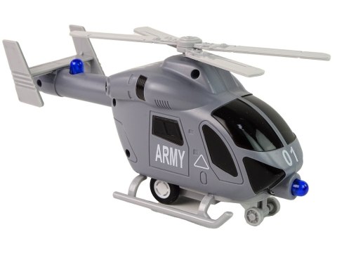 Helikopter Wojskowy Szary Dźwięk Światła Śmigła LEAN Toys