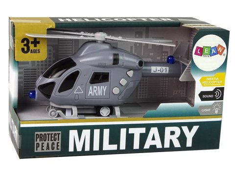 Helikopter Wojskowy Szary Dźwięk Światła Śmigła LEAN Toys