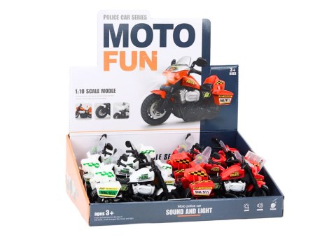 Motocykl Policyjny 1:10 Światła Dźwięki Biały Czerwony LEAN Toys