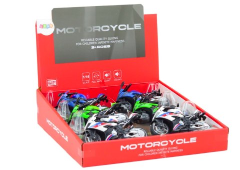 Motocykl Sportowy z Napędem Frykcyjnym 3 Kolory Biały Zielony Niebieski LEAN Toys