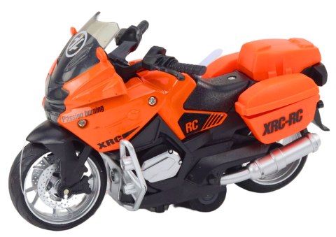 Motocykl Sportowy z Napędem Frykcyjnym 3 Wzory Żółty Pomarańczowy Biały LEAN Toys