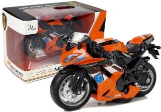 Motocykl z Napędem Frykcyjnym Dźwięki Motor 1:14 Pomarańczowy LEAN Toys