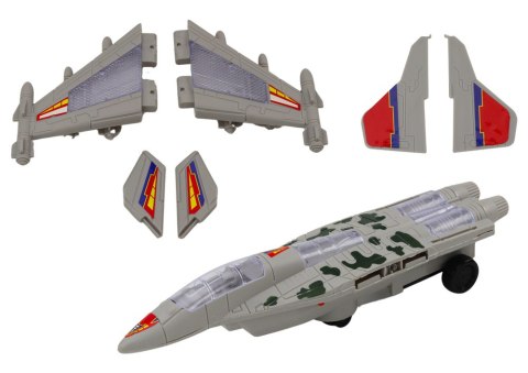 Myśliwiec Militarny F35 Jeżdżący Światła Dźwięki Szary LEAN Toys