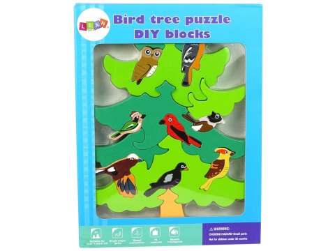 Drewniane Drzewo Ptaki Leśne DIY Klocki Drewniane Puzzle Trójwymiarowa LEAN Toys