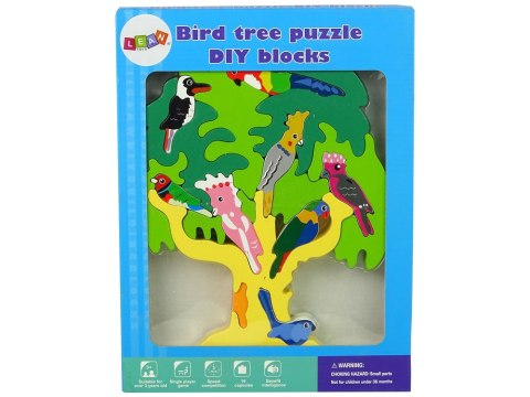 Drewniane Drzewo Ptaki Papugi DIY Klocki Drewniane Puzzle LEAN Toys