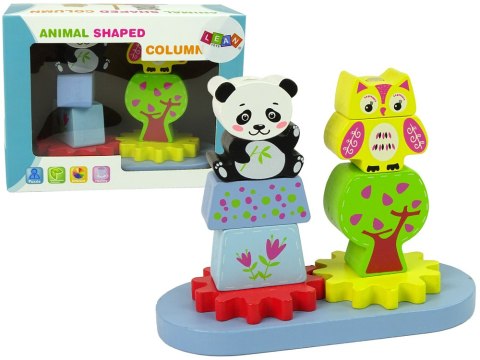 Drewniane Zwierzątka Sorter Sowa Panda Koła Zębate LEAN Toys