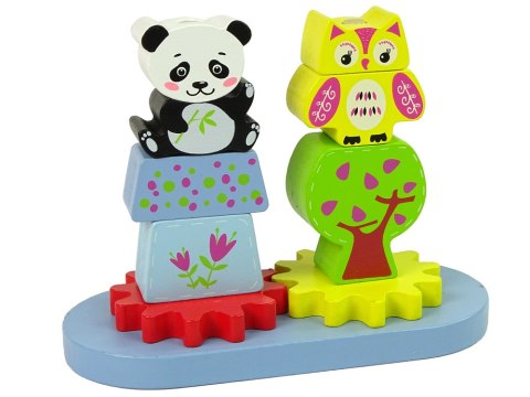 Drewniane Zwierzątka Sorter Sowa Panda Koła Zębate LEAN Toys