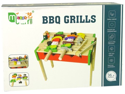 Drewniany Grill Akcesoria Barbecue Szaszłyki Grillowanie Pieczenie LEAN Toys