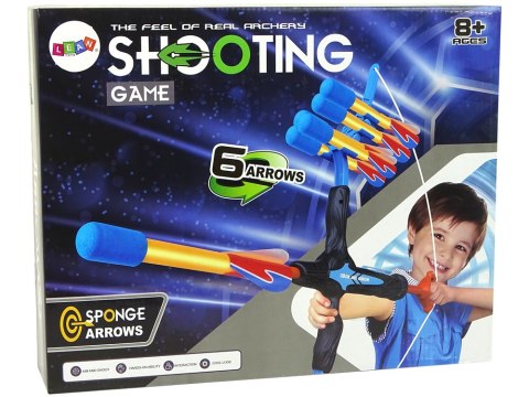 Łuk Sportowy Duży Zasięg 6 Strzał Dla Dzieci Niebiesko-Czarny LEAN Toys