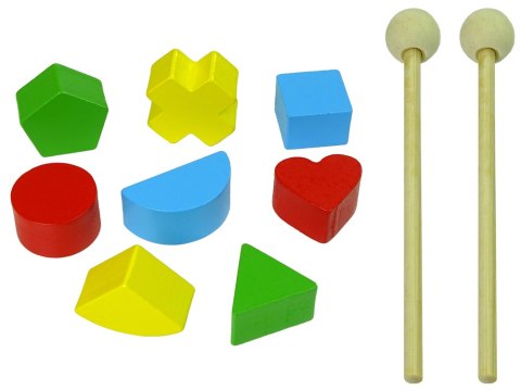 Pchacz Drewniany Sorter Kolorowy Figury Geometryczne Cymbałki Koraliki LEAN Toys