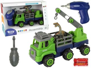 Ciężarówka Transport Dinozaury Dźwig Wkrętarka Śrubokręt Do Rozkręcania LEAN Toys