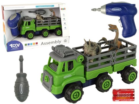 Ciężarówka Transport Dinozaury Wkrętarka Śrubokręt Do Rozkręcania LEAN Toys