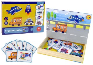 Magnetyczna Układanka Książka Transport Puzzle Karty LEAN Toys