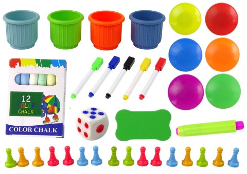 Tablica 2w1 Stolik Kredowa Pisaki Gra Chińczyk Węże LEAN Toys