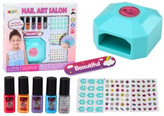 Zestaw Do Stylizacji Paznokci Manicure Lakiery Naklejki Suszarka LEAN Toys