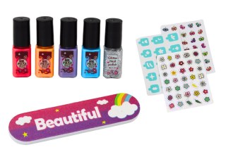 Zestaw Do Stylizacji Paznokci Manicure Lakiery Naklejki Suszarka LEAN Toys