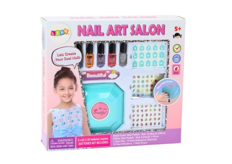 Zestaw Do Stylizacji Paznokci Manicure Lakiery Naklejki Suszarka LEAN Toys