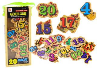 Zestaw Magnesy Drewniane Cyfry Obrazki 20 Sztuk LEAN Toys