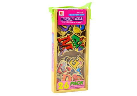 Zestaw Magnesy Drewniane Literki Obrazki 26 Sztuk LEAN Toys