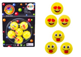 Zestaw Piłeczek Kauczukowych Emoji Żółte 6 Szt LEAN TOYS