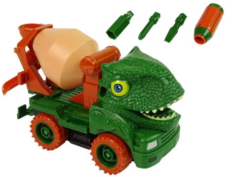 Ciężarówka Betoniarka Dinozaur do Rozkręcania Zielony Akcesoria LEAN Toys