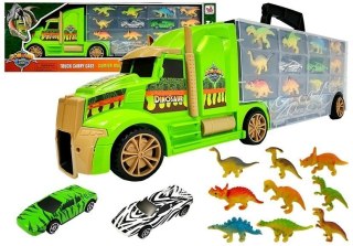 Ciężarówka Transporter Sorter Walizka z Dinozaurami Zielona LEAN Toys