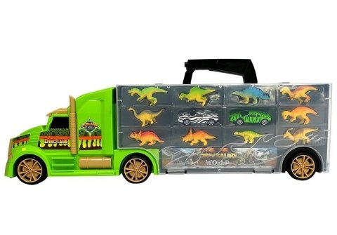 Ciężarówka Transporter Sorter Walizka z Dinozaurami Zielona LEAN Toys