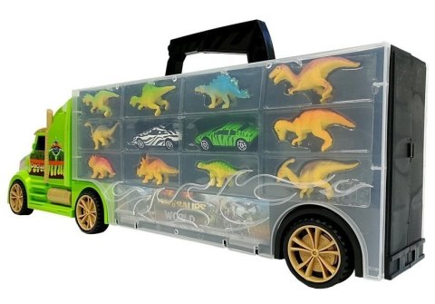 Ciężarówka Transporter Sorter Walizka z Dinozaurami Zielona LEAN Toys