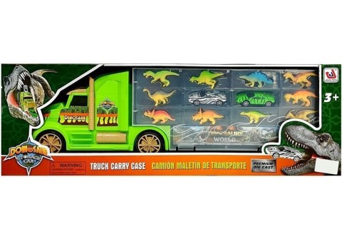 Ciężarówka Transporter Sorter Walizka z Dinozaurami Zielona LEAN Toys