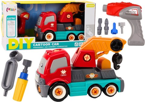 Ciężarówka Z Hakiem Kreskówkowa Do Skręcania DIY Pomarańczowy Dźwig LEAN Toys