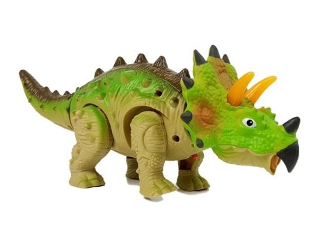 Dinozaur na Baterie Triceratops Zielony LEAN Toys