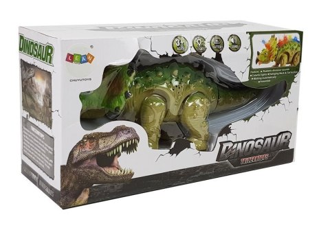 Dinozaur na Baterie Triceratops Zielony LEAN Toys