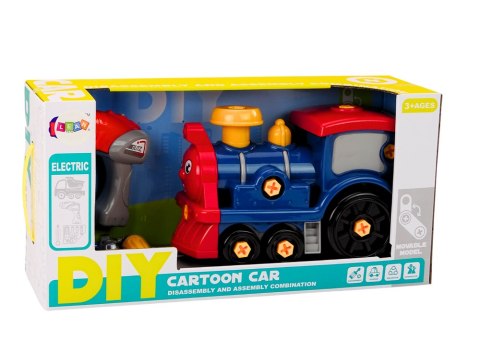 Lokomotywa Do Skręcania Kreskówkowa DIY Granatowa LEAN Toys