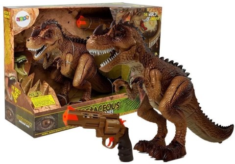 Ruchomy Dinozaur Tyranozaur Para Wodna Pistolet Dźwięk Światła Żółty LEAN Toys