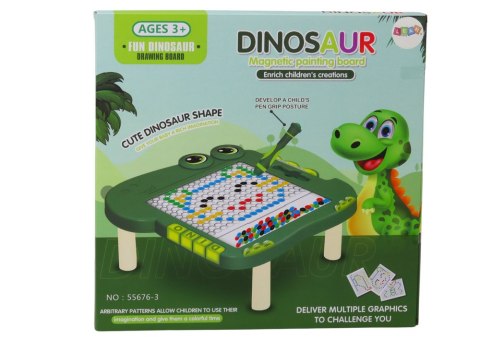 Stolik Tablica Magnetyczna Edukacyjna Dinozaur Pad Układanka Zielona LEAN Toys