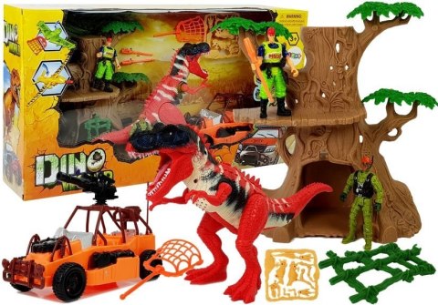 Świat Dinozaurów Zestaw Figurek Pojazd Buggy Drzewo Szkielety Dźwięk LEAN Toys