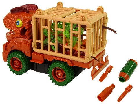 Transporter Ciężarówka Dinozaur do Rozkręcania Pomarańczowy Akcesoria LEAN Toys