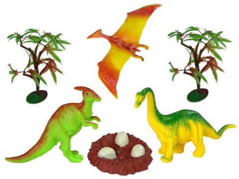 Zestaw Dinozaurów Tyranozaur Rex Drzewka Akcesoria Dźwięk Światła LEAN Toys