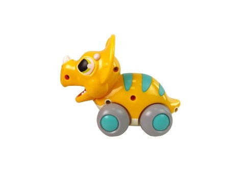 Dinozaur Na Kółkach Żółty Triceratops Figurka LEAN Toys