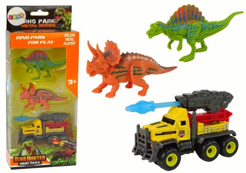 Dinozaury Figurki Zestaw Samochód Z Rakietą Żółty LEAN Toys