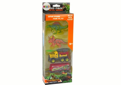 Dinozaury Zestaw Samochód Rakieta Z Naczepą Żółty LEAN Toys