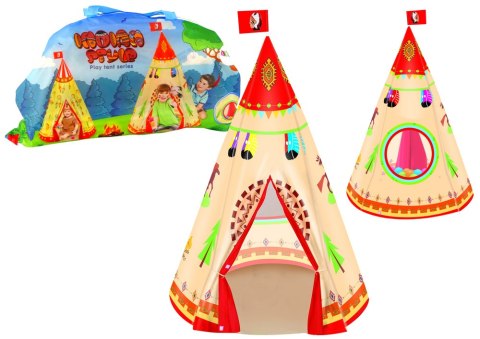 Namiot Tipi Dla Dzieci Styl Indiański Ogród Kremowy 160 cm x 105 cm LEAN Toys