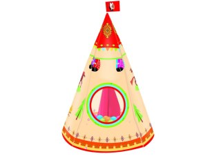 Namiot Tipi Dla Dzieci Styl Indiański Ogród Kremowy 160 cm x 105 cm LEAN Toys