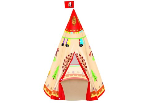 Namiot Tipi Dla Dzieci Styl Indiański Ogród Kremowy 160 cm x 105 cm LEAN Toys