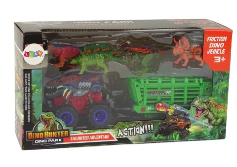 Pojazd z Motywem Dinozaura Przyczepa 4 Sztuki Dinozaurów LEAN Toys