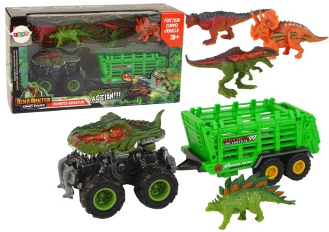 Pojazd z Motywem Dinozaura Przyczepa 4 Sztuki Dinozaurów LEAN Toys