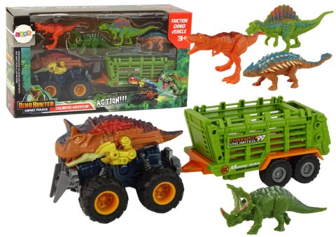 Pojazd z Motywem Dinozaura Przyczepa 4 Sztuki Dinozaurów LEAN Toys