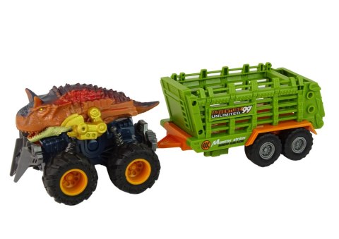 Pojazd z Motywem Dinozaura Przyczepa 4 Sztuki Dinozaurów LEAN Toys