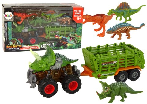 Pojazd z Motywem Dinozaura Przyczepa 4 Sztuki Dinozaurów LEAN Toys